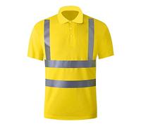 Polo haute visibilité pour homme - T-shirt réfléchissant haute visibilité - Haut de sécurité - Respirant et léger - Coupe ample - Col côtelé à 3 boutons pour le travail - Sécurité L-4XL, jaune, XL