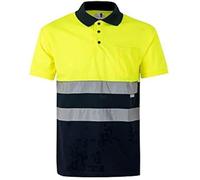 Polo Homme - VELILLA - 173 - Haute Visibilité - Manches Courtes - Bicolore Bleu Marine et Jaune Fluo M