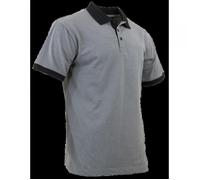 Polo maille piquée bicolore - DALLE - Anthracite / Noir - Manches courtes - Col polo - 50% coton 50% polyester S