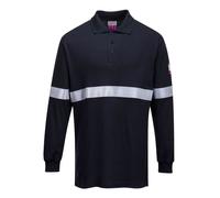 Portwest FR03 Polo ML Modaflame bande rétro Marine - Taille S