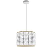 Polux Suspension plafonnier perles bois - Blanc