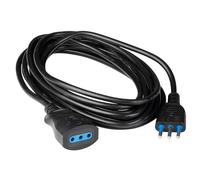POLY POOL - PP0382.1S Rallonge électrique noire 250V Câble électrique extensible 5 mètres - Fiche électrique italienne 10A 2P+T - Prise électrique italienne 10A 2P+T - Rallonge noire 5 mètres 100 %