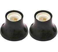 POLY POOL - PP0500.2X Douille E27 - Douille Base Droite - Douille E27 avec Bornes à Ressort et Contacts Laiton - Douille en Plastique Made in Italy - Douille Noire (Lot de 2)