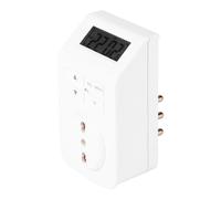 POLY POOL - PP1419 Prise électrique avec minuterie numérique hebdomadaire - Prise bivalente 10/16 A 2P et T et fiche 16 A 2P et T - Minuterie avec 14 réglages et affichage LCD