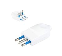 POLY POOL - PP2057X Fiche Aérienne Italienne 10A 2P+T, Gain de Place, Fiche Plate avec Broches orientables, Fiche avec Sortie Câble Axial Gain de Place Blanc, Fiche Aérienne pour Maison Et Travail
