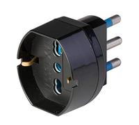 Poly Pool PP2332.1X Adaptateur fiche grand 16A avec prise P40 prise Pluristandard Standard Italien et Allemand, Noir
