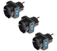 POLY POOL PP2351.13 Adaptateur pluristandard avec fiche Schuko Kit de 3 adaptateurs avec fiche 16 A et Prises Italiennes et allemandes 10 A 16 A Kit 3 adaptateurs de Couleur Blanche