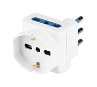 POLY POOL - PP2368S Adaptateur triple prise peu encombrant avec grande prise - Adaptateur prise multiple zéro place - 2 prises italiennes 10A/16A + Prise Schuko P30 - Idéal pour les espaces étroits