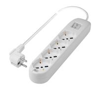 POLY POOL - PP2507XL Multiprise Électrique 250V 4 Prises - Prises Pluristandard P40 - Fiche Gain de Place Single Franco/Allemande Grande 16A 2P+T