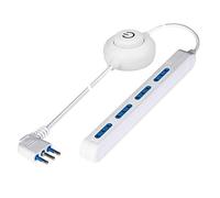 Poly Pool PP2521 Multiprise avec pédale, fiche 10 à petite et 4 prises 10 à petite 2 m, câble blanc