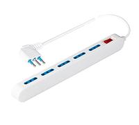 POLY POOL - PP2524 Multiprise Électrique SPAZIOZERO PLUS 2300W 5 Prises Adaptateur 10/16A 2P+T - Multiprise Superslim 23mm - Fiche Gain de Place 10A 2P+T Sortie à 90° - Blanche Câble 1,5m