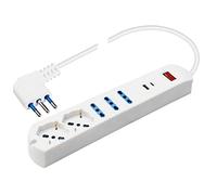 Poly Pool PP2535 Prise 5 : 5 Prises 10/16 A + 2 USB C) fiche 10 A Blanche