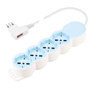 POLY POOL - PP2546 CROMIX Multiprise électrique Bleu et Blanc Prise Multiple 4 Prises P40 Pluristandard, avec fiche Peu encombrante 10 A 2P+T, 1,5 m Câble et Interrupteur de sécurité