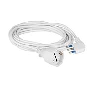 POLY POOL - PP2622X Câble de rallonge électrique 250v Blanc Extensible de 3 mètres, avec fiche 16A Gain de Place et Prise Schuko 10A/16A 2P+T Pluristandard (Italien et Allemand)