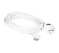 POLY POOL - PP2637 Rallonge Électrique avec Câble Électrique Blanc Extensible 10 Mètres - Fiche 10A Gain de Place et Prise Grande Schuko 10A/16A 2P+T Pluristandard