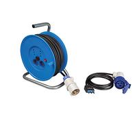 Poly Pool - PP2701 Enrouleur de câble pour Camping-Car + Rallonge idéal pour Le Camping, la Caravane et Le Bateau - Accessoires pour Camping-Car avec fiche 16 A et Prise Industrielle 90°