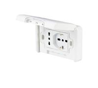 POLY POOL - PP6097X Kit encastré extérieur pré-assemblé avec double prise étanche - Prise murale externe avec prise bivalente et prise Schuko pluristandard- Prise murale avec support et vis de montage