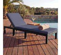 Mendler Bain de soleil HWC-A51 Poly-Rattan Relax Basic anthracite coussin gris