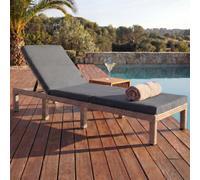 Poly-Rattan Bain de soleil HWC-A51, Relax chaise longue de jardin ~ Basic gris, coussin gris foncé