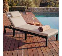 Poly-Rattan Bain de soleil HWC-A51, Relax chaise longue de jardin ~ Premium anthracite, coussin crème