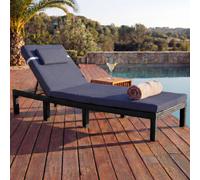 Poly-Rattan Bain de soleil HWC-A51, Relax chaise longue de jardin ~ Premium anthracite, coussin gris