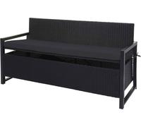 Poly-Rattan Banc 3 Places Hwc-F39, Banc De Jardin Coffre, Rangement Coussin D'assise Anthracite, Coussin Noir Noir