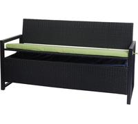 Poly-Rattan Banc 3 Places Hwc-F39, Banc De Jardin Coffre, Rangement Coussin D'assise Anthracite, Coussin Vert Gris