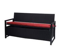 Mendler Poly-Rattan Banc 3 Places HWC-F39 Anthracite Coussin Bordeaux