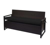 Poly-Rattan Banc 3 Places Hwc-F39, Banc De Jardin Coffre, Rangement Coussin D'assise Brun, Coussin Noir Noir