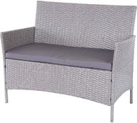 Poly-Rattan Banc de jardin Halden, Banc ~ gris, coussins anthracite