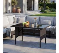 Poly-Rattan Table de salle à manger HWC-G16, Table de jardin, Gastronomie 112x60cm ~ noir