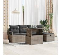 Poly rotin résistant aux intempéries modulable Gris 100x55x73cm | Ensemble Canape Jardin Modulable avec Coussin 6 Pcs Gris Poly Rotin Table Verre Exterieur