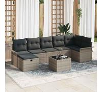 Poly rotin résistant Modulable réarrangeable Gris 8 pièces 55x55x37 cm | Ensemble Canapé Jardin 8 Pcs Poly Rotin Gris Meuble Extérieur Modulaire avec Coussins Rangement Table