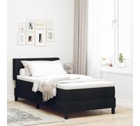 Polyester pin Massif Design Moderne tête de lit Matelas Noir 200 x 90 cm | Lit à ressorts avec matelas Noir 200 x 90 cm Polyester sommier tapissier design moderne literie complète avec tête de lit