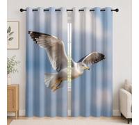 Polyester Rideaux Occultants 2 Panneaux 117L X 229H cm, Thème de l'animal oiseau volant Rideau Oeillets ,Rideaux Lsolant Thermique Bleu Draperies Phonique pour Chambre D'Enfant et Salon Décore