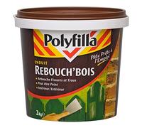 Polyfilla Enduit Rebouche Bois pour fissures et trous - grande dureté - Intérieur et Extérieur - REBOUCH'BOIS Pâte 2Kg