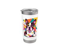 Polygonal Abstract Art Boston Terrier Boston Bull Bostie Gobelet isotherme en acier inoxydable double paroi