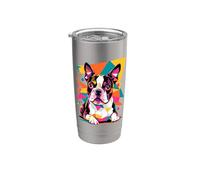 Polygonal Abstract Art Boston Terrier Boston Bull Bostie Gobelet isotherme en acier inoxydable double paroi