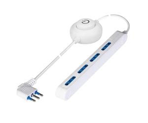 POLYPOOL Poly Pool PP2523 Prise multiple avec pédale, fiche 16 A large et 4 prises bivalentes, 2 m, câble blanc