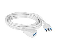 POLYPOOL - Rallonge électrique de 5 mètres, câble H05VV-F 3x1mm2, fiche 16A 2P+T et prise bivalente 10-16A 2P+T Couleur blanche Modèle PP0385XAM
