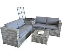 Polyrattan Ecklounge Set de meubles de jardin avec coffre de rangement gris