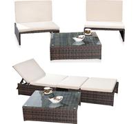 Polyrattan Lounge Set 2 fauteuils & table brun résistant aux intempéries Garniture de jardin
