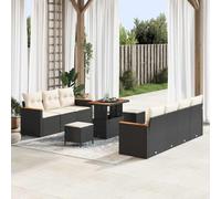 Polyrotin résistant Ensemble spacieux Design Moderne Noir 90x55x71cm | Ensemble canape jardin 10pcs Polyrotin noir Mobilier exterieur modulaire avec coussins pour terrasse balcon