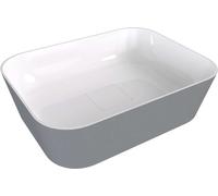 Polysan Banera - Vasque à poser 50 x 35 cm, sans trop-plein, sans trou de robinetterie, gris mat/blanc 14596.32