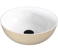Polysan Banera - Vasque à poser, diamètre 39 cm, sans trop-plein, sans trou de robinetterie, beige mat/blanc 14337.82