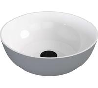 Polysan Banera - Vasque à poser, diamètre 39 cm, sans trop-plein, sans trou de robinetterie, gris mat/blanc 14337.32