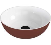 Polysan Banera - Vasque à poser, diamètre 39 cm, sans trop-plein, sans trou de robinetterie, mat brun/blanc 14337.72