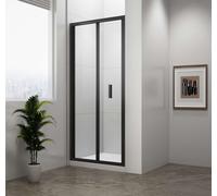 Polysan Easy Black - Porte de douche pliante 90x190 cm, verre transparent/noir mat EL1990B