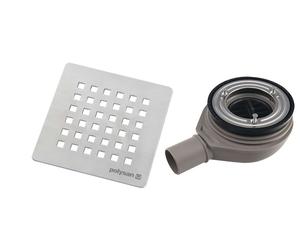 Polysan Flexia - Siphon de receveur, diamètre 90 mm, DN40, cache bonde en inox 17731