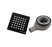 Polysan Flexia - Siphon de receveur Geberit, diamètre 90 mm, DN40, cache bonde en noir 17751